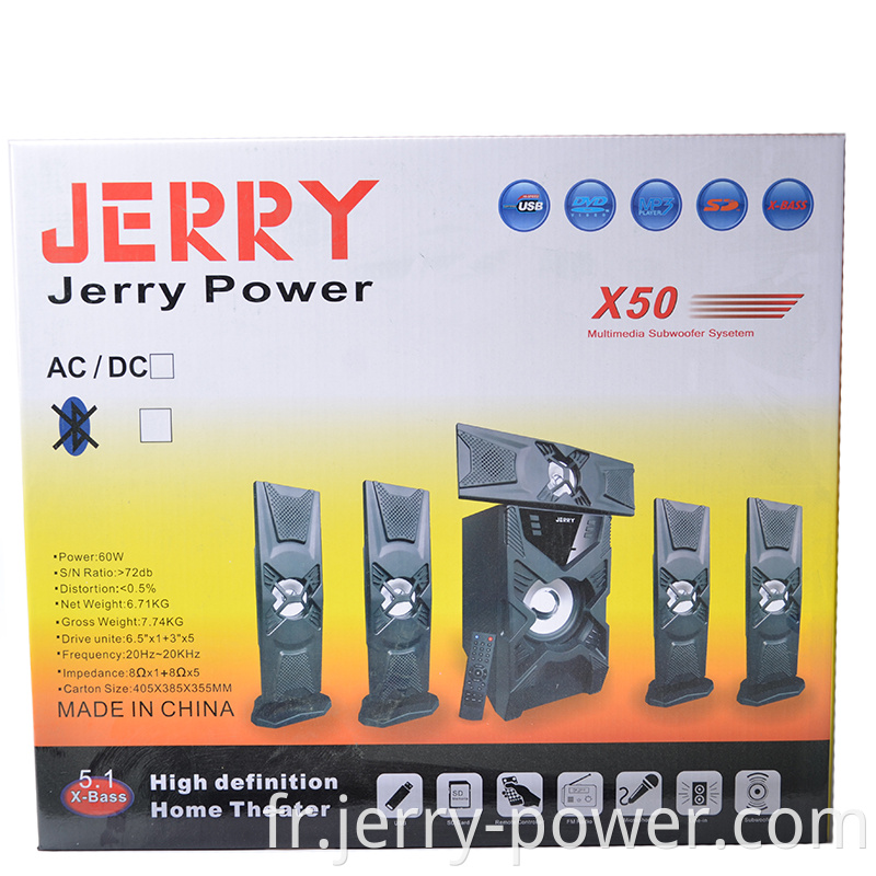 Jerry Marque 5.1 Surround Sound Music Player Circuit Circuit HiFi System Système Home Théâtre Haut-Parleur